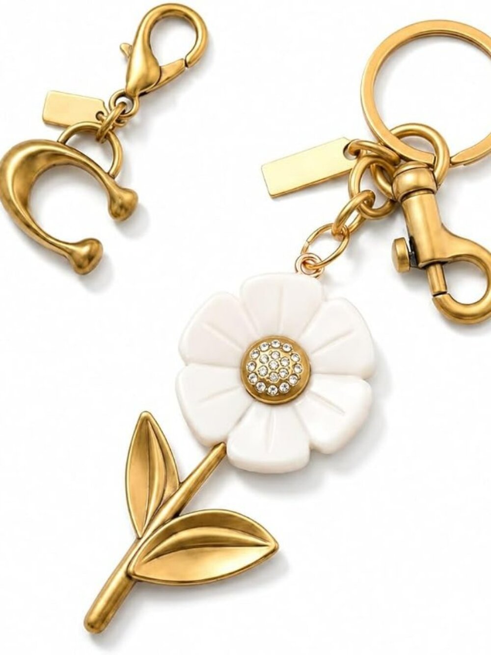 NEW! BEAUTIFUL FLORAL "Luxury Vibes" BAG CHARMS KEYCHAIN